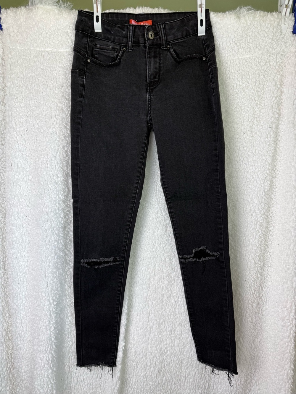 Butt I Love You Black Skinny Wax Distressed Jeans Sz 3